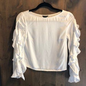 Club Monaco White Blouse with Ruffle Sleeves